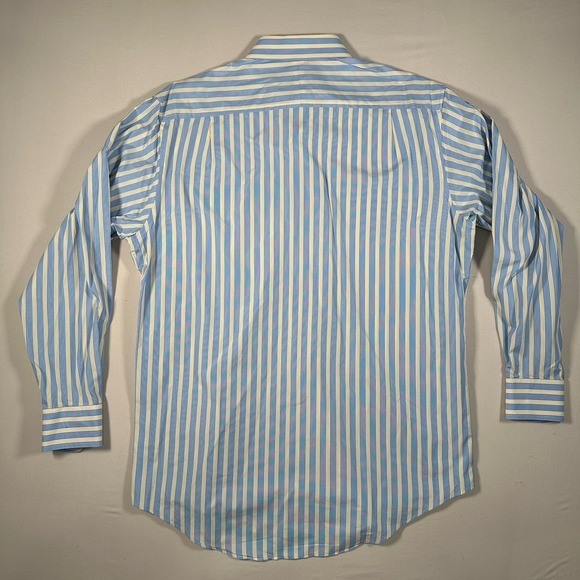 Vineyard Vines Mens 16 35 Dress Shirt Blue Yellow Stripe Button Up 100% Cotton - Picture 2 of 12